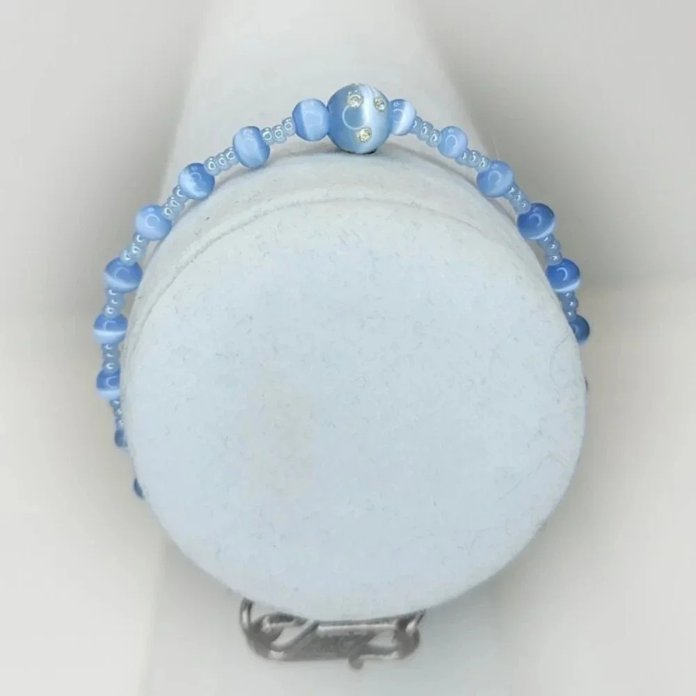 Baby Blue Cats Eye Look Bracelet